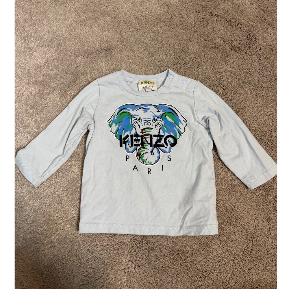 Kenzo Paris 12 mo Long Sleeve Elephant baby blue